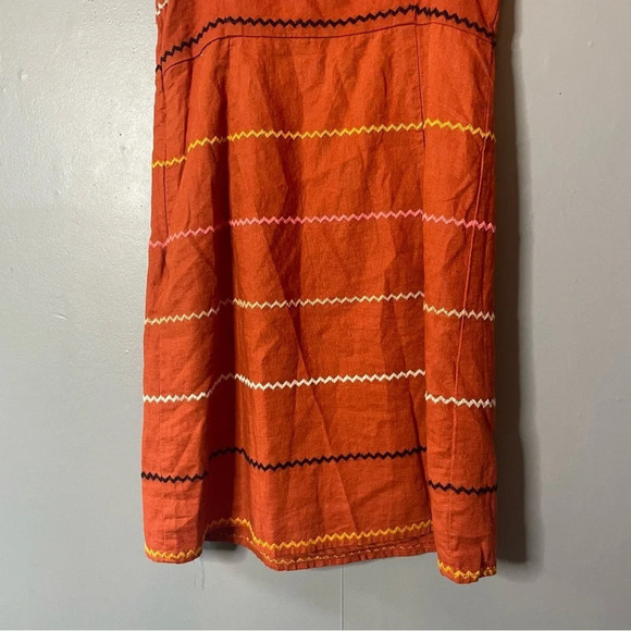 NWT forever 21 rust orange Embroidered Multicolor Striped Dress Sz medium - Picture 9 of 12